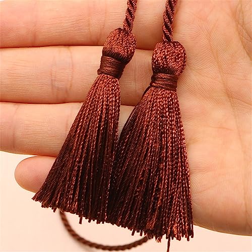 5 pcs 5 cm Bunt Quasten AnhäNger Lesezeichen Quasten Tassel Klein Deko Quaste Boho Troddel SchlüSselanhäNger MöBel Quasten Dicke Zierquaste Seidenquaste für DIY-Projekte Handwerk(Leichter Kaffee) von JekyTMP