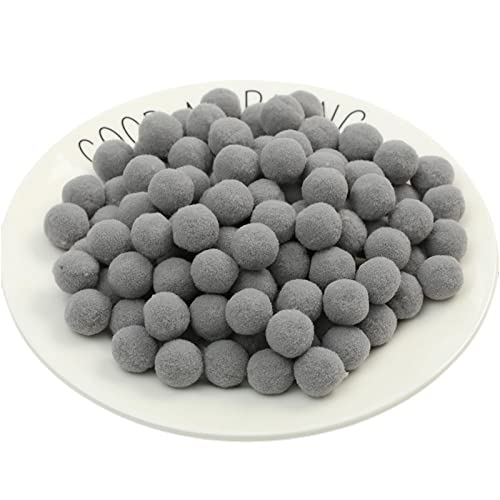 50 Stück 20mm Pompons Zum Basteln Flauschigen PlüSch BäLle Pom Pom BäLle Bunte Pompom Pompon Bunt Mini Pompons BäLle Flauschigen Craft Pom Poms Bunte Flauschige Pompon (Nr. 34 Hellgrau) von JekyTMP