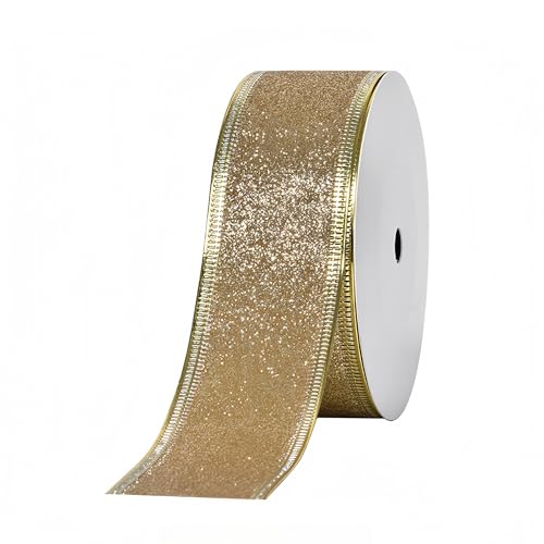 50 Yard Geschenkband - 38 mm Geburtstags-bastelband Schleife, Dekoband, Satinband, Schleifenband Weihnachten Polyesterband für Einladungen Blumensträuße Geburtstagsfeiern DIY (Gold) von JekyTMP