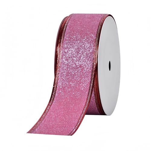 50 Yard Geschenkband - 38 mm Geburtstags-bastelband Schleife, Dekoband, Satinband, Schleifenband Weihnachten Polyesterband für Einladungen Blumensträuße Geburtstagsfeiern DIY (Rosa) von JekyTMP