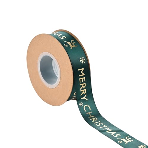 50 Yard Weihnachtsbänder - 25 mm Breite Satinband für Geschenkverpackung Polyesterband Dekoband Schleifenband Geschenkband Stoffband für Geschenkverpackung DIY Luftballons Weihnachten (C) von JekyTMP