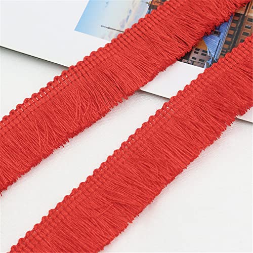 6 Meters 25mm Baumwolle Fransenbesatz FransenbordüRe Fransenborte Band Fringe Fransenband Quasten Trim MöBelfransen Spitzenband HäKelband Spitzenborte für Kleidung Vorhang Wohnaccessoires,Rot von JekyTMP