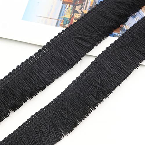 6 Meters 25mm Baumwolle Fransenbesatz FransenbordüRe Fransenborte Band Fringe Fransenband Quasten Trim MöBelfransen Spitzenband HäKelband Spitzenborte für Kleidung Vorhang Wohnaccessoires,Schwarz von JekyTMP