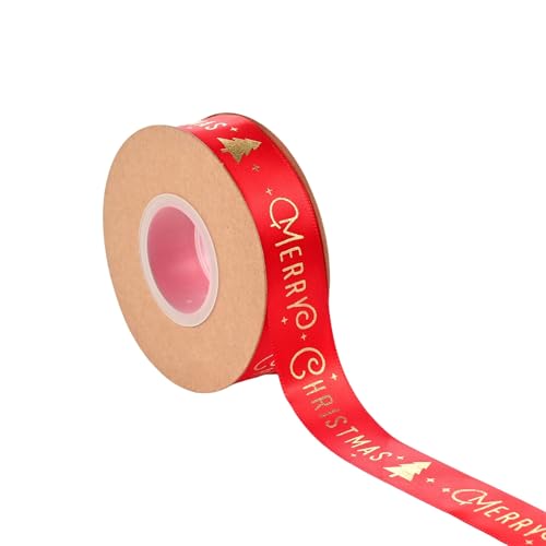 75 Yard Weihnachtsbänder - 25 mm Breite Satinband für Geschenkverpackung Polyesterband Dekoband Schleifenband Geschenkband Stoffband für Geschenkverpackung DIY Luftballons Weihnachten (D) von JekyTMP