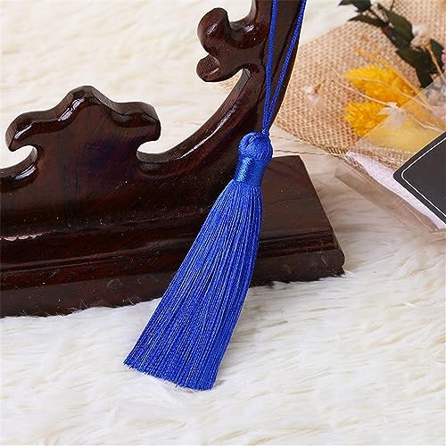 8 Pieces 8 cm Quasten Anhänger mit Seile Schlaufe, Lesezeichen Quasten, Handgefertigte Quasten, Quastenanhänger, Fransen Lesezeichen, Tassels Anhänger, Troddel AnhäNger, Lange Quasten (8_Königsblau) von JekyTMP