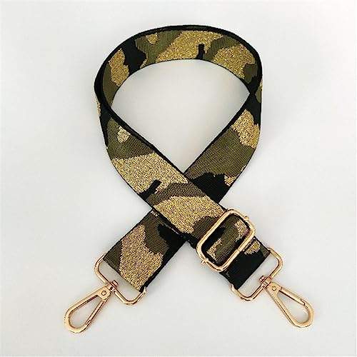 Breite 3,8 cm Verstellbarer Taschengurt zum Wechseln Schultergurt für Taschen Schulterriemen mit Karabiner Umhängegurt Taschenriemen Taschenhenkel für Handtaschen DIY Zubehör(Armeegrünes Gold) von JekyTMP