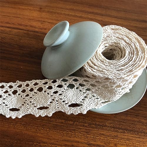 10 Meters Spitzenband Vintage, Zierband, Spitze Stoff, Spitzenborte für Nähen, SpitzenbäNder Weiß, Dekoband Spitze, Spitzenband Schmal, Lace Ribbon, Spitzenband Nähen, Beige [Breite 4cm] von JekyTMP