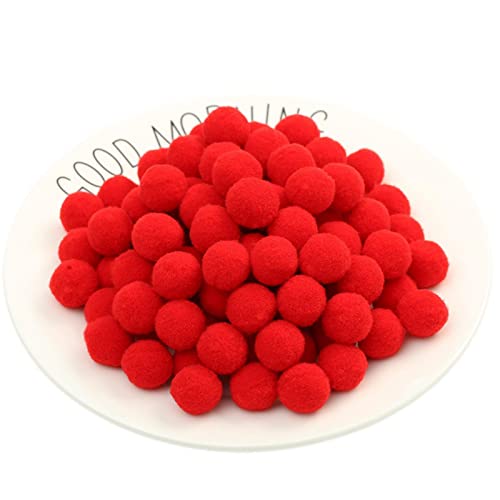 JekyTMP 100 Stück 20mm Pompons Zum Basteln Flauschigen PlüSch BäLle Pom Pom BäLle Bunte Pompom Pompon Bunt Mini Pompons BäLle Flauschigen Craft Pom Poms Bunte Flauschige Pompon (Nr. 2 Rot) von JekyTMP