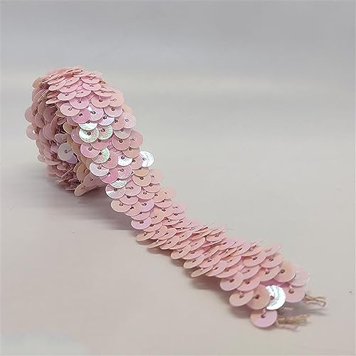 JekyTMP 2 Meters 2 cm Pailletten-Spitzenbesatz, Elastisches Paillettenband, Stretch Paillettenbesatz, Metallic Pailletten Besatz Trim Spitzenband Paillettenborte Paillettenbänder zum Nähen (Rosa) von JekyTMP