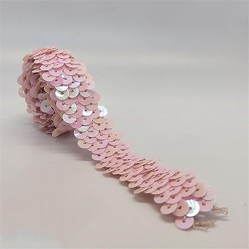 2 Meters 2 cm Pailletten-Spitzenbesatz, Elastisches Paillettenband, Stretch Paillettenbesatz, Metallic Pailletten Besatz Trim Spitzenband Paillettenborte Paillettenbänder zum Nähen (Rosa) von JekyTMP
