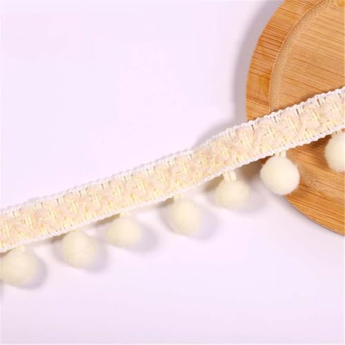 4 Yards 2,7 cm Bunt Pom Poms Quaste Borte Pomponborte Bommelborte Pomponband Fransenborte Fringe Band Pom Pom Fransen Bommelband Bommel Fringe Spitzenband Quaste Trim Band Zum NäHen (Creme) von JekyTMP