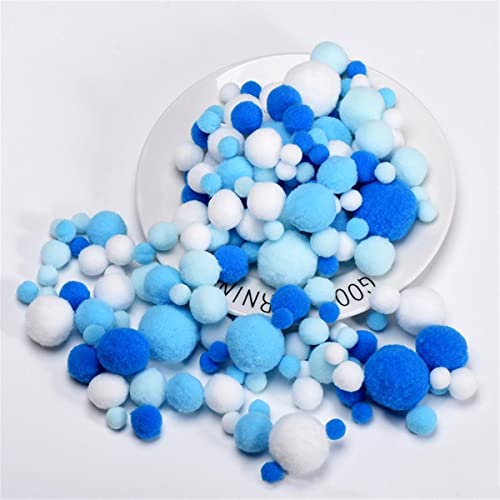 JekyTMP 400 Stück 10-30mm Pompons Bunte Pompom Pom Pom BäLle Pompons Zum Basteln Bunt Mini Pompons BäLle Flauschigen Kleine Mini-Pompons Craft Pom Poms Bunte Flauschige Pompons (Blau) von JekyTMP