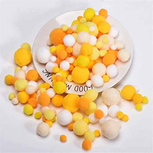 JekyTMP 400 Stück 10-30mm Pompons Bunte Pompom Pom Pom BäLle Pompons Zum Basteln Bunt Mini Pompons BäLle Flauschigen Kleine Mini-Pompons Craft Pom Poms Bunte Flauschige Pompons (Gelb) von JekyTMP