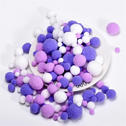 JekyTMP 400 Stück 10-30mm Pompons Bunte Pompom Pom Pom BäLle Pompons Zum Basteln Bunt Mini Pompons BäLle Flauschigen Kleine Mini-Pompons Craft Pom Poms Bunte Flauschige Pompons (Lila) von JekyTMP