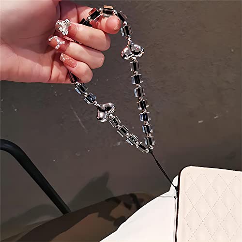 JekyTMP Handy Charm, Glänzende Kristallperlen, Handykette Perlen, Universal Handy Lanyard, Handyschmuck, Handy Schlüsselband, Armband, Handschlaufe für Handy, Kartenhalter Verwendet Werden, Silber JekyTMP Handy Charm, Glänzende Kristallperlen, Handykette Perlen, Universal Handy Lanyard, Handyschmuck, Handy Schlüsselband, Armband, Handschlaufe für Handy, Kartenhalter Verwendet Werden, Silber von JekyTMP