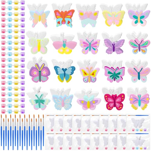 JellyArch 20 Set Schmetterling DIY Malerei Kit Sommer Keramik zum Bemalen Ihrer eigenen Schmetterlingsstatuen unlackierte Gipsfiguren Pinsel Acrylfarben Taschen Partygeschenk für Kinder Erwachsene JellyArch 20 Set Schmetterling DIY Malerei Kit Sommer Keramik zum Bemalen Ihrer eigenen Schmetterlingsstatuen unlackierte Gipsfiguren Pinsel Acrylfarben Taschen Partygeschenk für Kinder Erwachsene von JellyArch