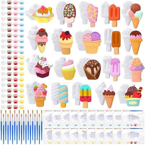 JellyArch 20-teiliges Set Eiscreme-Malset aus Keramik, zum Bemalen Ihrer eigenen Eiscreme-Statuen, unlackierte Gipsfiguren, Pinsel, Acrylfarben, Taschen, Partygeschenk für Kinder und Erwachsene JellyArch 20-teiliges Set Eiscreme-Malset aus Keramik, zum Bemalen Ihrer eigenen Eiscreme-Statuen, unlackierte Gipsfiguren, Pinsel, Acrylfarben, Taschen, Partygeschenk für Kinder und Erwachsene von JellyArch