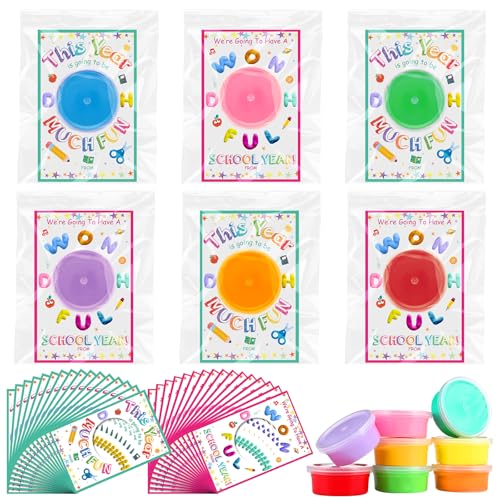 JellyArch 30 Stück Schüler-Geschenke zum Jahresende, Modelliermasse mit Karten, Geschenke für Kinder, Sommerkarten mit Teig für Kinder, Klassenzimmer, Austausch, Schule, Partygeschenke für Schule, von JellyArch