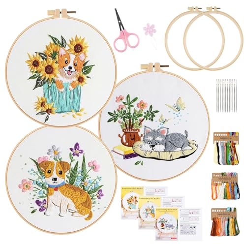 Jellybibo Stickset für Anfänger, stickset Erwachsene Cat and Dog Kreuzstich-Kit Starter Tools Kit 3 Stück für DIY Kunst, Handwerk, Nähen Jellybibo Stickset für Anfänger, stickset Erwachsene Cat and Dog Kreuzstich-Kit Starter Tools Kit 3 Stück für DIY Kunst, Handwerk, Nähen von Jellybibo
