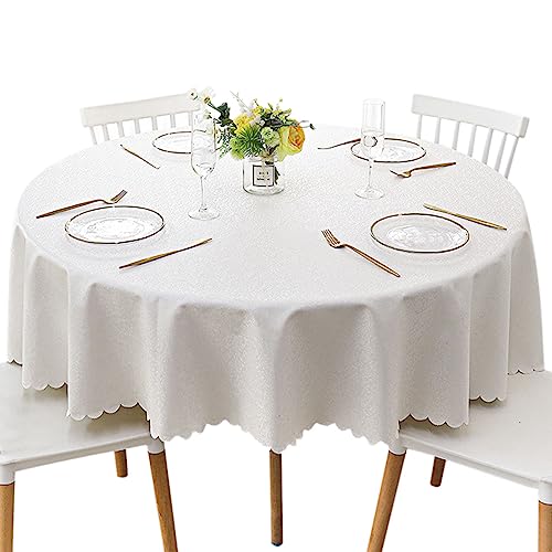 Jeloris Runde wasserfeste Vinyl-Tischdecke, fleckenresistente schwere Plastik-Tischdecke, abwischbare, auslaufsichere, ölfeste Vinyl-Tischdecke für Küche, Esszimmer, Partys, Hochzeiten (180 cm, Weiß) Jeloris Runde wasserfeste Vinyl-Tischdecke, fleckenresistente schwere Plastik-Tischdecke, abwischbare, auslaufsichere, ölfeste Vinyl-Tischdecke für Küche, Esszimmer, Partys, Hochzeiten (180 cm, Weiß) von Jeloris