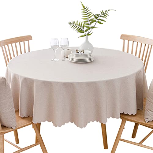 Runde wasserdichte Tischdecke Spill-Proof und Fleck Resistant Tischdecke Falten frei abwaschbare dekorative Stoff Tischdecke für Küche, Essen, Parteien, Buffet, Hochzeit (200cm, Beige) von Jeloris