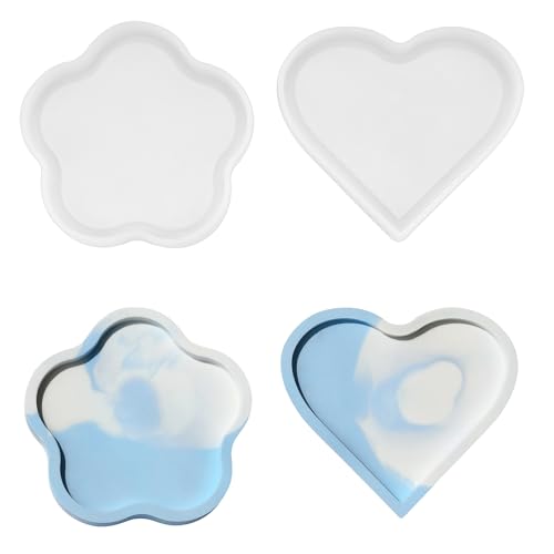 JelyArt 2 Stück Silikonform Kerzenhalter Herz mit Blume Tablett Untersetzer Silikonformen Gießformen Tablett Epoxidharz Formen für DIY Bastelprojekte,Heimdekoration JelyArt 2 Stück Silikonform Kerzenhalter Herz mit Blume Tablett Untersetzer Silikonformen Gießformen Tablett Epoxidharz Formen für DIY Bastelprojekte,Heimdekoration von JelyArt