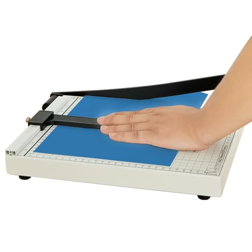 Hebelschneider A4 kompakt,manueller Hochleistungs-Papierschneider,mit Schutzvorrichtung,Papierschneider aus Stahl basis,A4 B5 A5 B6 B7,Schneidleistung bis zu 12 Blatt,(Standard 70/GSM Papier) von Jenmayt