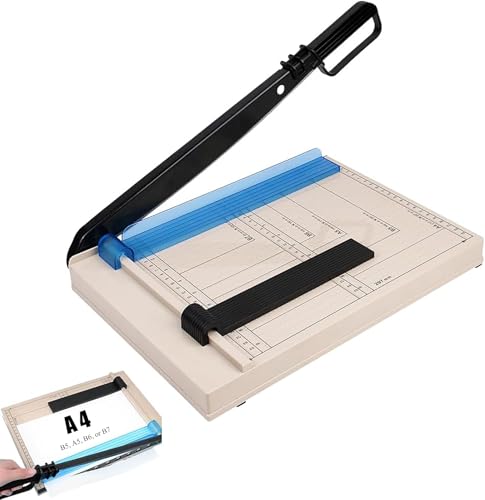 Hebelschneider Papier Schneidegerät,Papierschneider A4/B5/A5/B6/B7,mit Sicherheitsschutz und Klingenverriegelung,Schneidemaschine,für Cardstock/Karton/Kunsthandwerk und Fotos(12 Blatt Kapazität) von Jenmayt