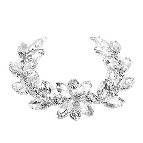 Blumenkette Strass, 20,5 x 3,4 cm Elegante Brautschmuck Kristall Strass Kettenborte Blumenapplikation für DIY Näharbeiten, Brautstrauß Verzierungen (Silber) von Jenngaoo