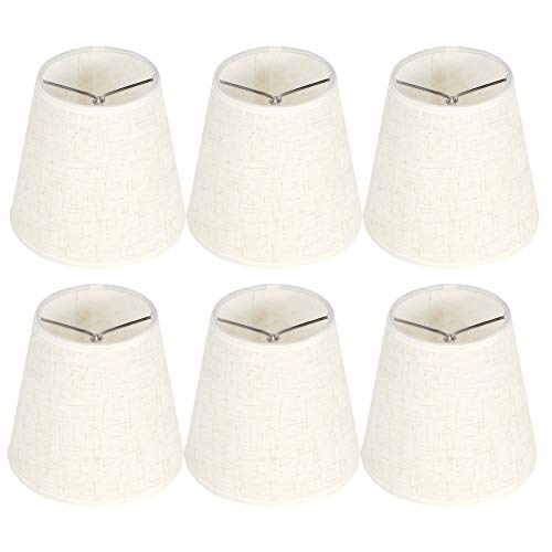 Chandelier Shades 6er Set, Clip On Fitter Lampenschirme Nordic Simple Cloth Art Decor Light Shade Lampenschirme für E14 Glühbirnen, 9x13,1x14 cm (Leinengrau) von Jenngaoo