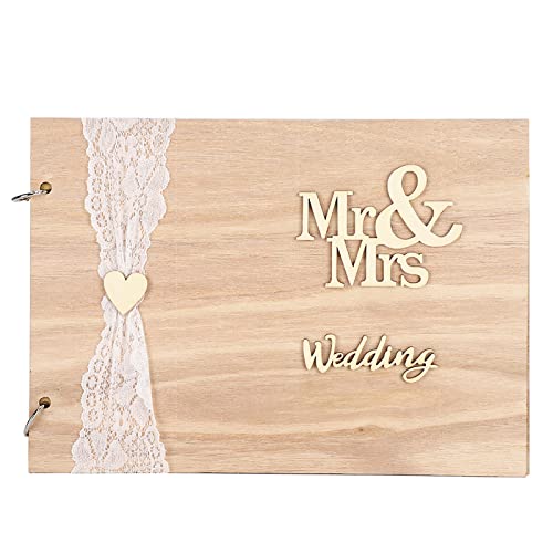 Gästebuch Hochzeit Holz, Blanko Handgefertigter Notizblock aus Holz für Hochzeits und Verlobungszeremonien mit Namen und Wünschen der Gäste verwendet wird (Type1) von Jenngaoo