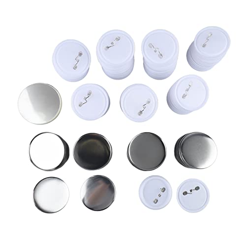 Jenngaoo 100 Set Button Teile, 58mm Knopfherstellung Zubehör Runde Abzeichen Rohling Button Pins, Inklusive Kunststoffboden, Metallabdeckung, Schutzfolie von Jenngaoo