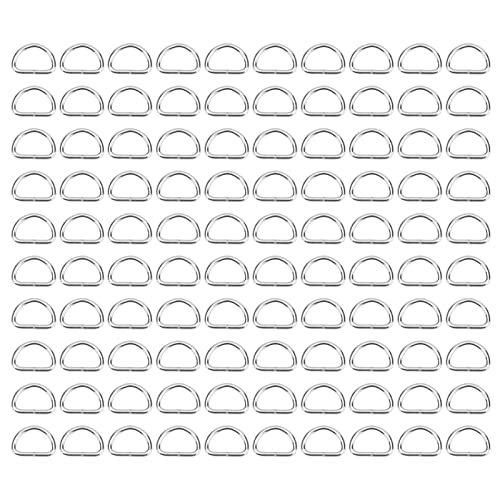Jenngaoo 100 Stück D Ringe 10mm, Metall D Form Ring Nähschnalle für Taschen Handtasche Schlüsselanhänger DIY Hardware Accessories (Silber) von Jenngaoo