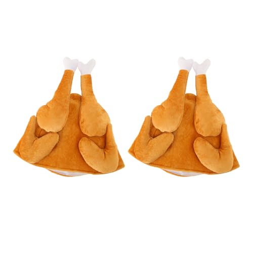 Jenngaoo 2pcs Thanksgiving geröstete Truthahnhüte, lustige Plüsch -Truthahnhüte geröstete Hühnchenhut Erfinderische Kopfbedeckung für Halloween Thanksgiving Weihnachten Xtmas Dress up von Jenngaoo