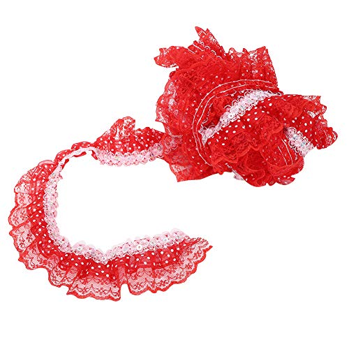 Jenngaoo 5 Yards Spitzenborte, 4,5 cm Breite Druckpunkte Plissee Mesh Spitzenband Gekräuselte Plissierte Spitzen Stoffborte zum Trimmen von Applikationen, Basteln, Nähen (Rot) von Jenngaoo