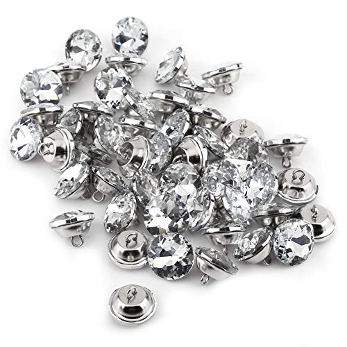 50 Stück Diamant Knöpfe, Strass Kristall Crystal Tufting Buttons Helle DIY Crafts Polster Dekoration Knöpfe zum Nähen von Schlafsofa Schuhe Kleid Hochzeit (25mm) von Jenngaoo