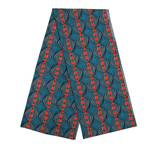 Jenngaoo 6 Yards afrikanischer Stoff, afrikanischer Polyester Wachsdruckstoff Bunte Muster geometrischer Musterstoff für Partykleid(#4) von Jenngaoo