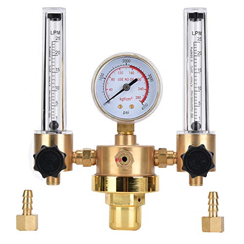 Jenngaoo Argon Regler Doppel Co2 Durchflussmesser Gasdruckminderer G5/8 Außengewinde zum Schweißen Genaues Gasdosiersystem(Dual Flowmeter) von Jenngaoo