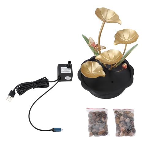 Jenngaoo Desktop Wasserfontäne mit LED-Beleuchtung, USB-betriebene Tischdekoration mit 4 Lotusblättern, leiser Wasserpumpenbetrieb und zirkulierendem Wasserfluss für Wohnzimmer und Jenngaoo Desktop Wasserfontäne mit LED-Beleuchtung, USB-betriebene Tischdekoration mit 4 Lotusblättern, leiser Wasserpumpenbetrieb und zirkulierendem Wasserfluss für Wohnzimmer und von Jenngaoo