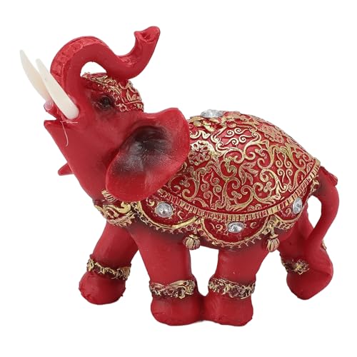 Jenngaoo Feng Shui Elefantenstatue Glückssymbol, Dekorative Elefantenfigur aus Harz für Wohnzimmer, Eingangsbereich, Haus und Bürodeko, Ideales zur Einweihungspart (Mittel 80-105 mm / 3.1-4.1in) von Jenngaoo