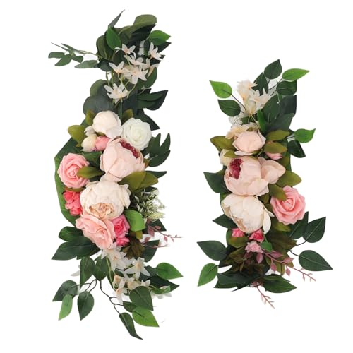 Jenngaoo Hochzeitsbogen Dekoration mit Kunstblumen, Multifunktionale Florale Dekoration für Hochzeitsbögen Türen Wände Tische Stühle, Kunstblumen-Girlande mit Band zum Befestigen, (Rosa) von Jenngaoo
