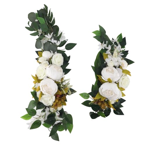 Jenngaoo Hochzeitsbogen Dekoration mit Kunstblumen, Multifunktionale Florale Dekoration für Hochzeitsbögen Türen Wände Tische Stühle, Kunstblumen-Girlande mit Band zum Befestigen, (Weiß) von Jenngaoo