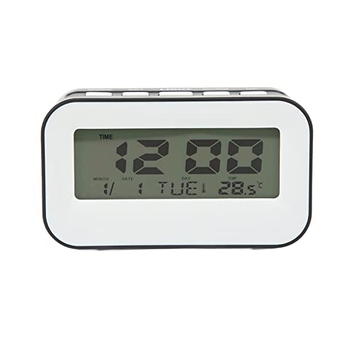 Jenngaoo LCD Digitaler Kinderwecker mit Hintergrundbeleuchtung, Schlummerfunktion, Temperaturanzeige, 5 Melodien und Geburtstagserinnerung, Kompakt Design für Schlafzimmer und Schu (Schwarz) von Jenngaoo