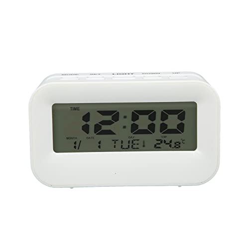 Jenngaoo LCD Digitaler Kinderwecker mit Hintergrundbeleuchtung, Schlummerfunktion, Temperaturanzeige, 5 Melodien und Geburtstagserinnerung, Kompakt Design für Schlafzimmer und Schu (Weiß) von Jenngaoo