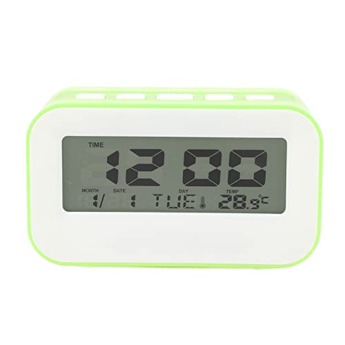 Jenngaoo LCD Kinder Wecker mit Hintergrundbeleuchtung, Musikwecker, Countdown-Timer, Geburtstagserinnerung, Temperaturdisplay, Digitale Uhr mit großen Zahlen, 5-Minuten-Snooze, 7 M (Grün) von Jenngaoo