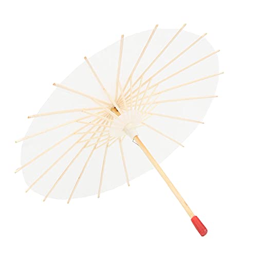 Jenngaoo Papier Regenschirm Sonnenschirm, klassischer chinesischer regenfester Regenschirm handgefertigt geöltes Papier Sonnenschirm für Hochzeiten Partys Fotografie Kostüme Dekoration, Weiß(29.5cm) von Jenngaoo