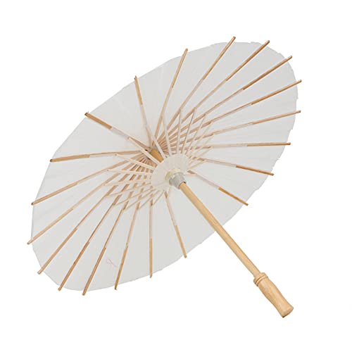Jenngaoo Papier Regenschirm Sonnenschirm, klassischer chinesischer regenfester Regenschirm handgefertigt geöltes Papier Sonnenschirm für Hochzeiten Partys Fotografie Kostüme Dekoration, Weiß(39.5cm) von Jenngaoo