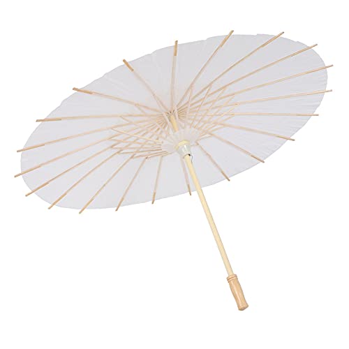 Jenngaoo Papier Sonnenschirm, Weiß Klassischer Chinesischer Regenschirm Handgefertigt Geöltes Papier Sonnenschirm für DIY Tanz Hochzeiten Partys Fotografie Kostüme Dekoration (59cm) von Jenngaoo