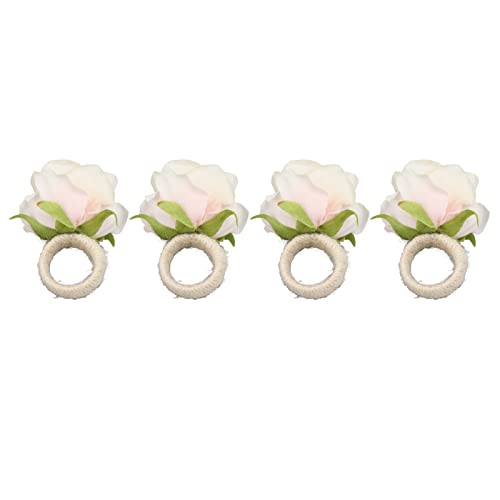 Jenngaoo Serviettenring mit Rosen-Design, Wiederverwendbare dekorative Serviettenhalter aus Plastik für Tischdekoration Hochzeit Weihnachten Geburtstag (4er Set) (Champagne) von Jenngaoo