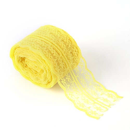 Spitzenband, 4,5cm Breite Blumenspitzenbesatz Elastische Spitze für Brauthochzeitsdekoration Weihnachtspaket DIY Nähen - 10M(Gelb) von Jenngaoo